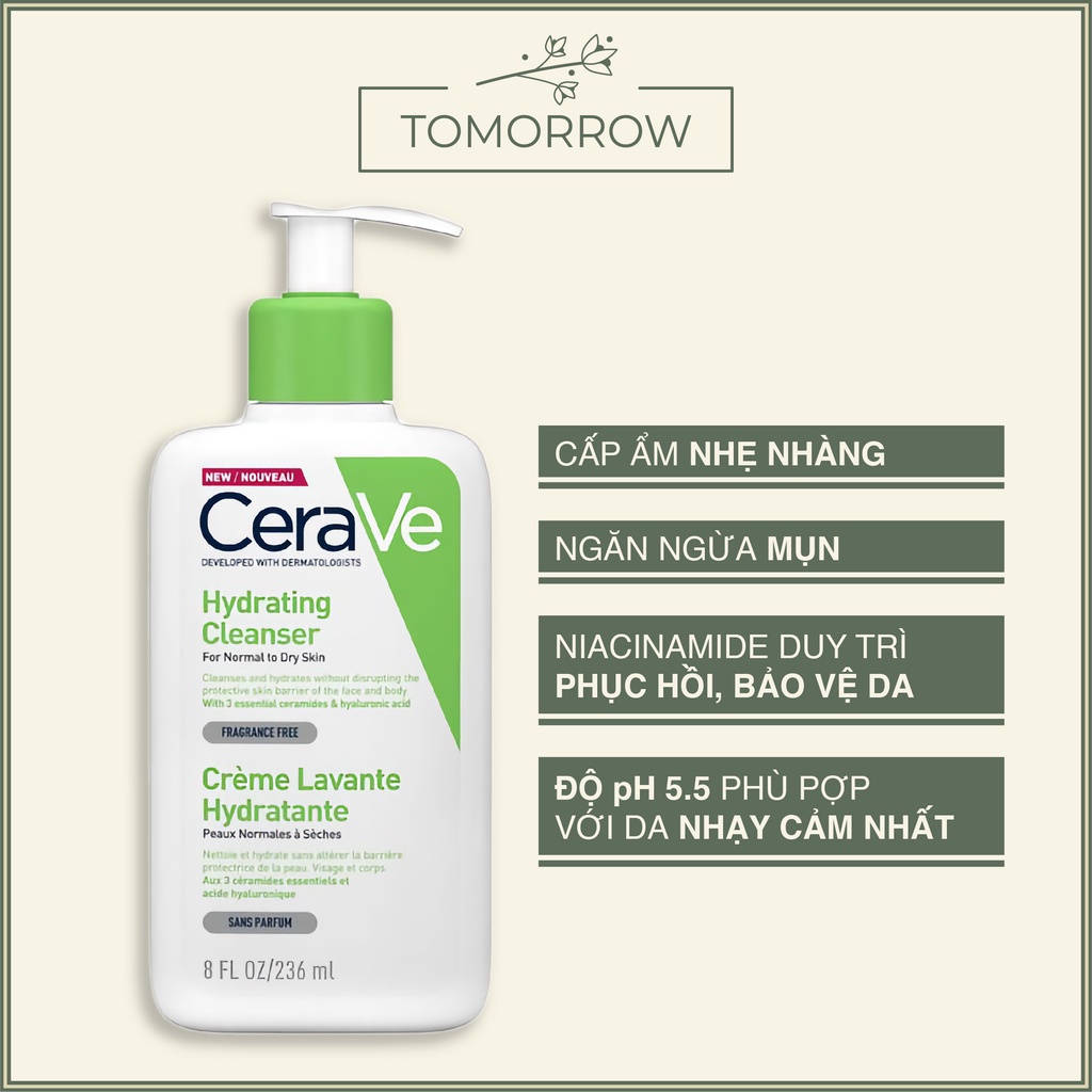 Sữa Rửa Mặt Cerave Foaming Facial Cleanser Dành Cho Da Dầu, Da Khô