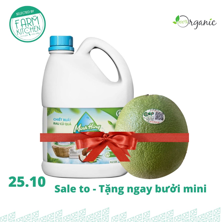 Nước giặt Minh Hồng sinh học hữu cơ, mùi bạc hà, an toàn, phù hợp cho da em bé, 100% rau củ tự nhiên
