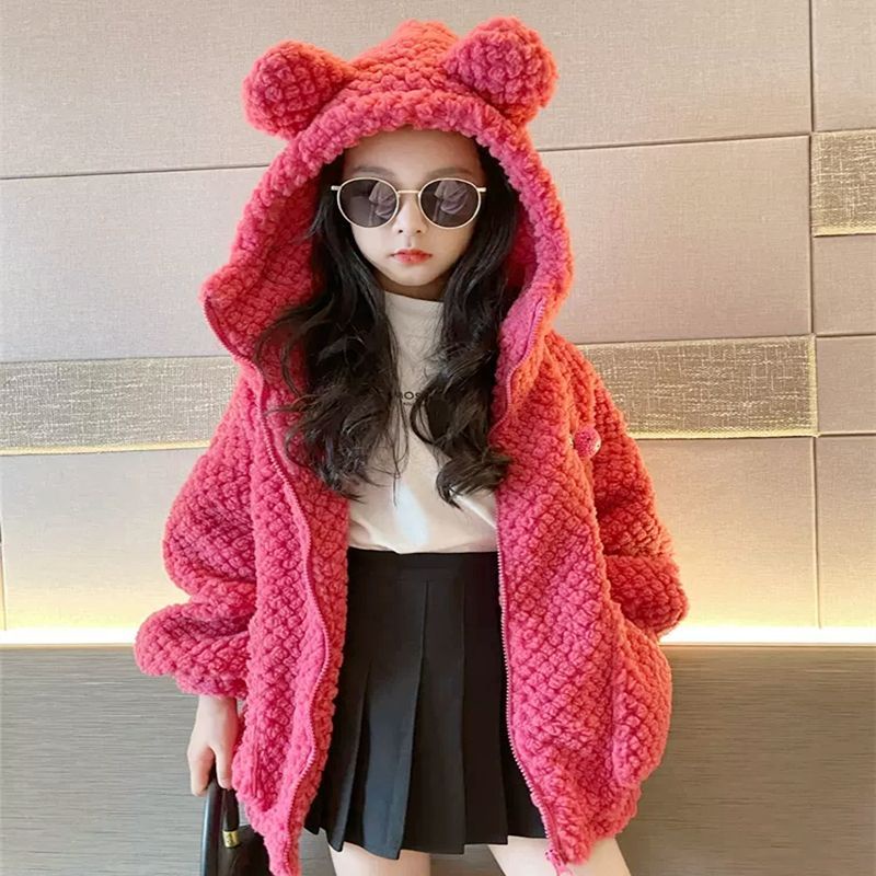 Áo Khoác Lông Cừu Dày Phong Cách Mới Cho Bé Gái