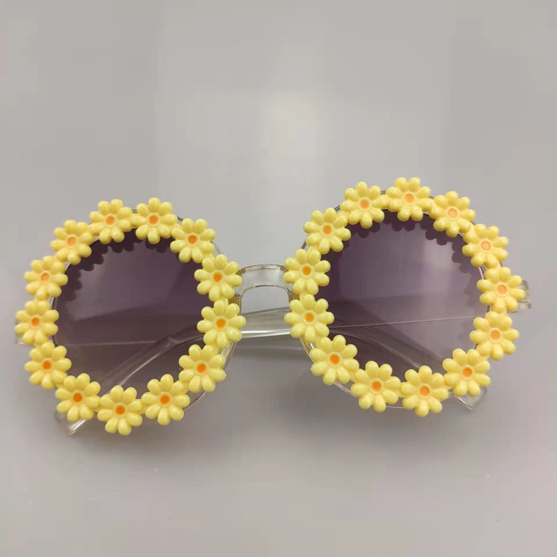 Kính Mát Gọng Tròn Họa Tiết Hoa Phong Cách Vintage Thời Trang Cho Bé