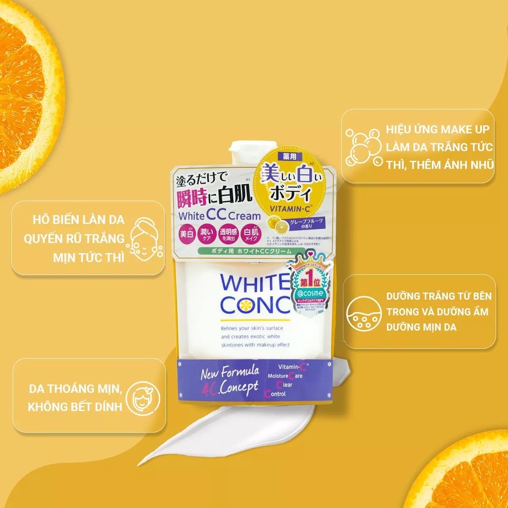 Kem dưỡng trắng da ban ngày toàn thân White ConC Cream Body Nhật Bản