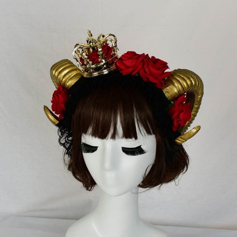 Mạng Che Mặt Hóa Trang Halloween Hình Sừng Bò Hoa Hồng