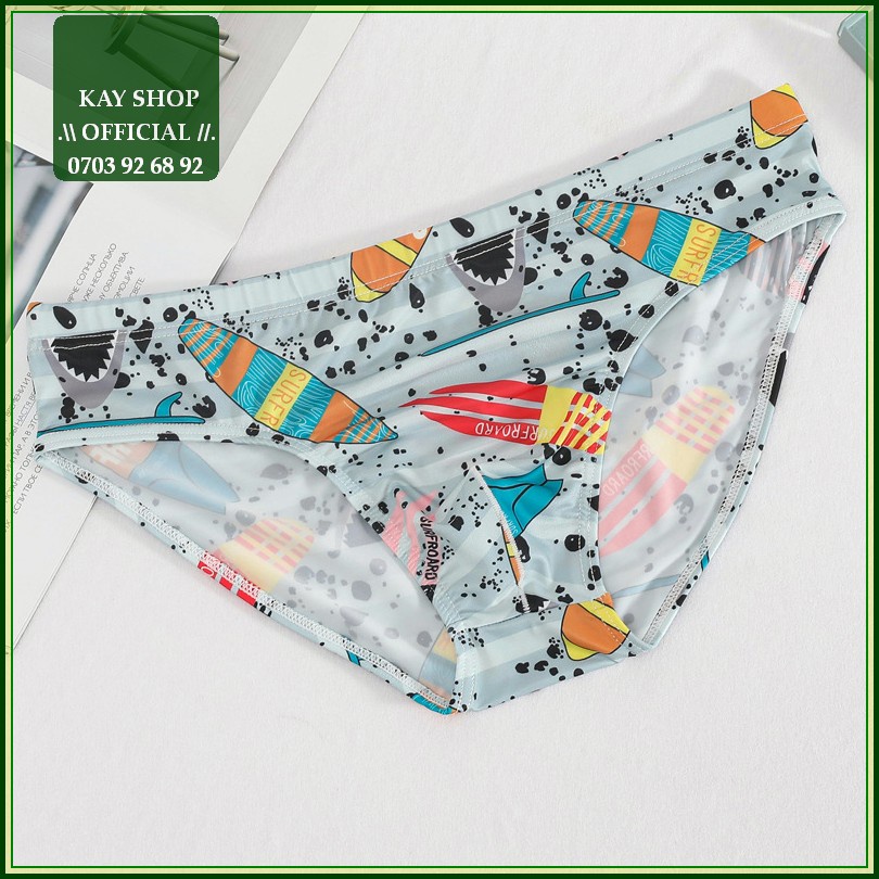 Quần lót nam tam giác thun lạnh họa tiết hoạt hình trẻ trung - Quần sịp nam ôm mông căng tròn đẹp mặc mát mẻ