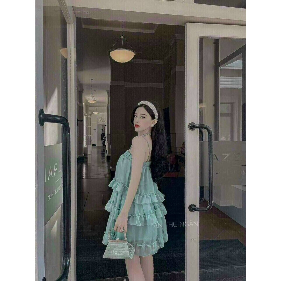 (Miễn Phí Ship 2022) Đầm 2 dây dáng xòe,đầm voan tầng dễ thương,chất đẹp from dễ mặc,diện đi đâu cũng chanh sả