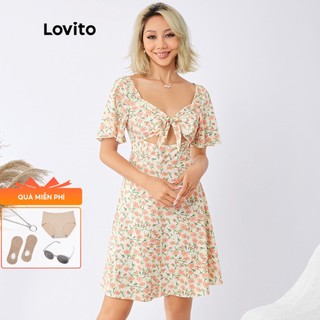Lovito ĐầM Xòe Cổ Chữ V Boho L22Ed089 (Hoa Mai)
