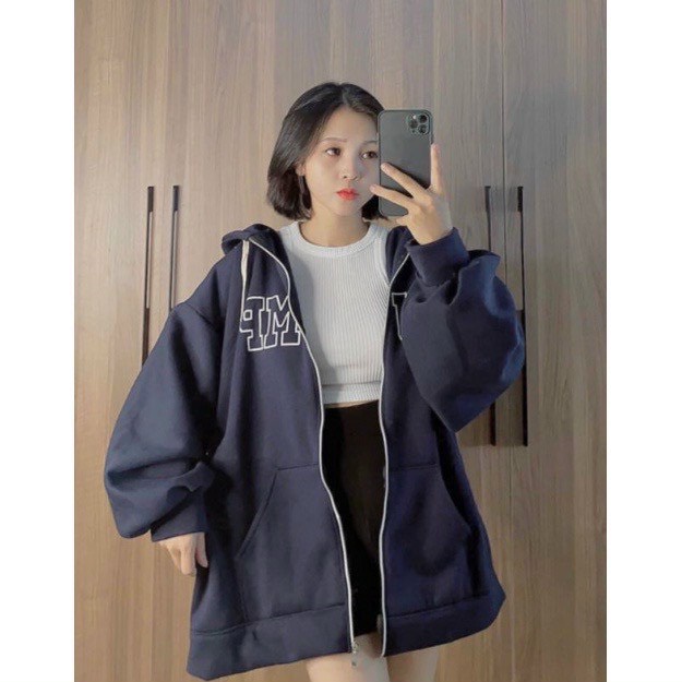 (Miễn phí ship) Áo khoác hoodie from rộng, Khoát nỉ tay bồng kiểu dáng vintage cá tính chất nỉ ngoại mịn in chữ JUM