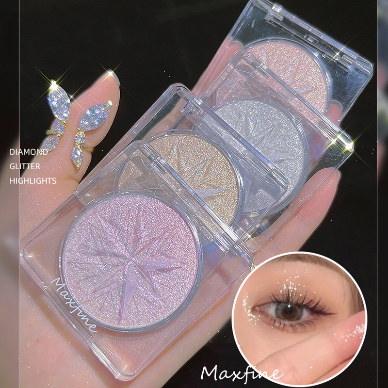 Maxfine eye shadow ánh sáng nổi bật một đĩa bột tinh tế ánh sáng lấp lánh ánh sáng lấp lánh ánh mắt