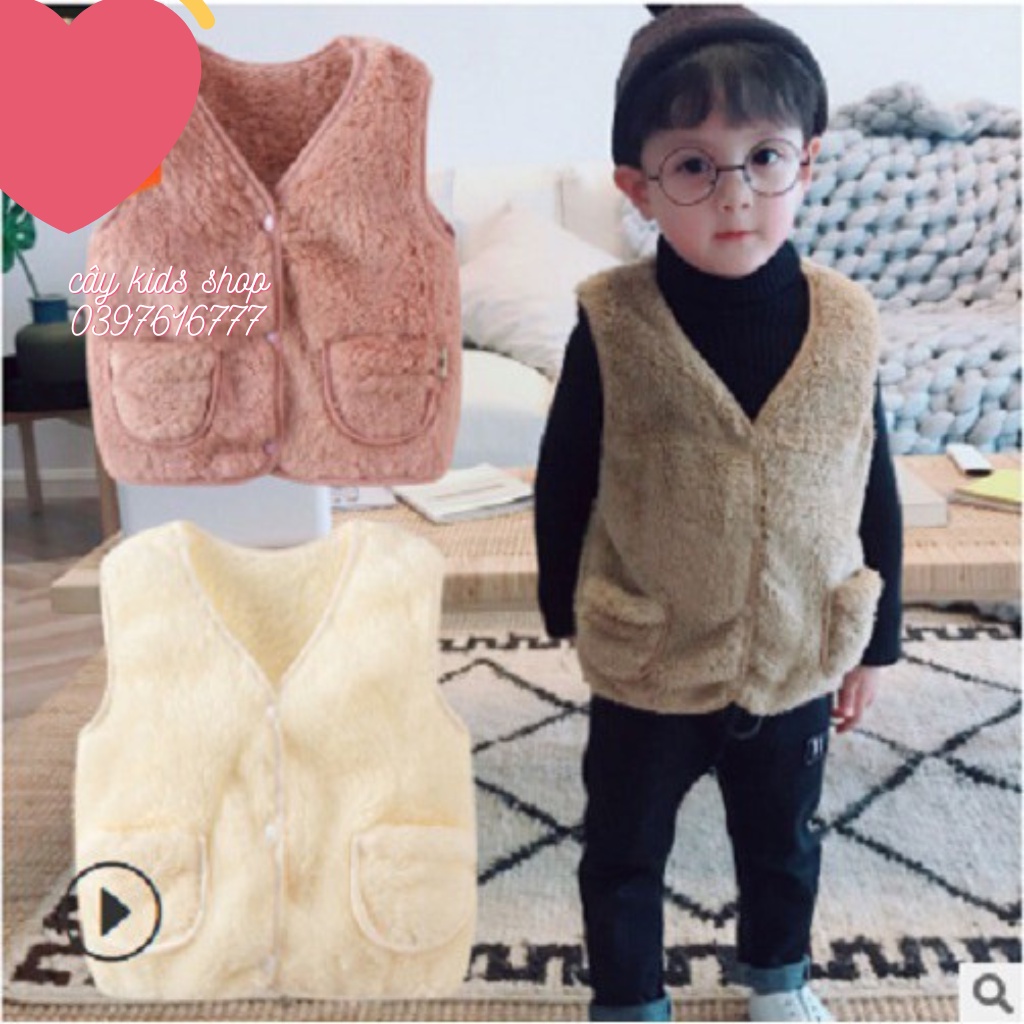 Áo Khoác Gile Lông CỪU  còn màu HỒNG size 110  Cho Bé Yêu 14-17 kg