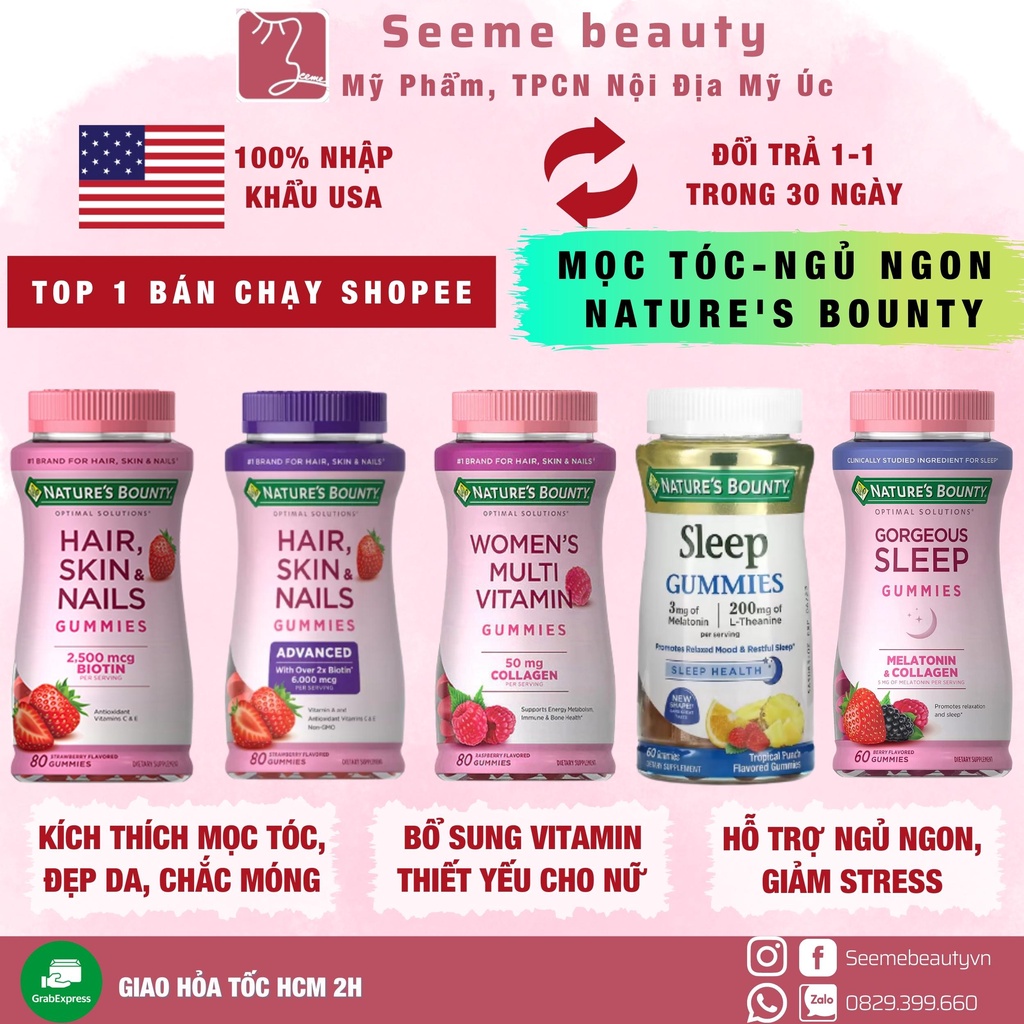 Kẹo Mọc Tóc, Đẹp Da Nature s Bounty Hair