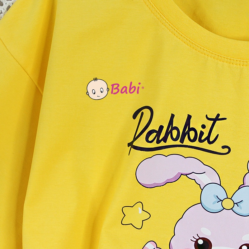 Áo thun form rộng ngắn tay in hình cho mẹ và bé, Áo Babi phong cách Hàn Quốc thun cotton cao cấp bé gái size đại 17-55kg