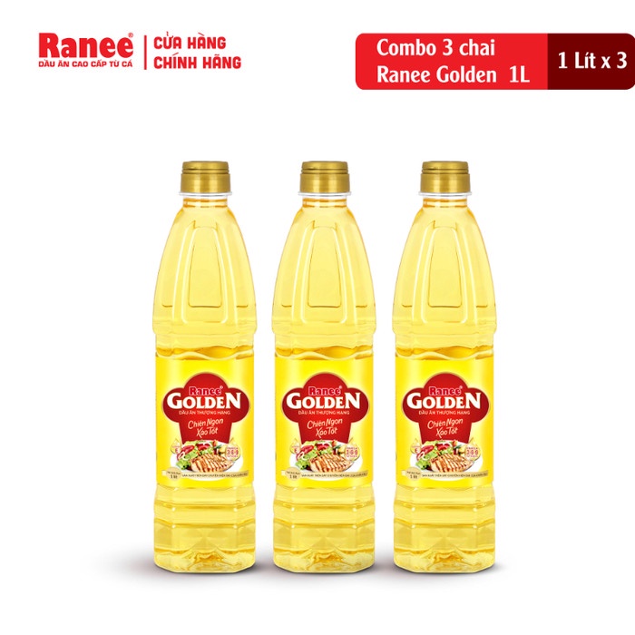 Combo 3 chai dầu ăn Ranee Golden 1 lít (1 lít/chai x 3 chai)