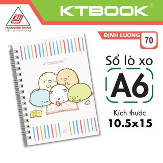 Số tay lò xo bìa cứng A6 KTBOOK 200 trang size A6 (1 cuốn/gói)