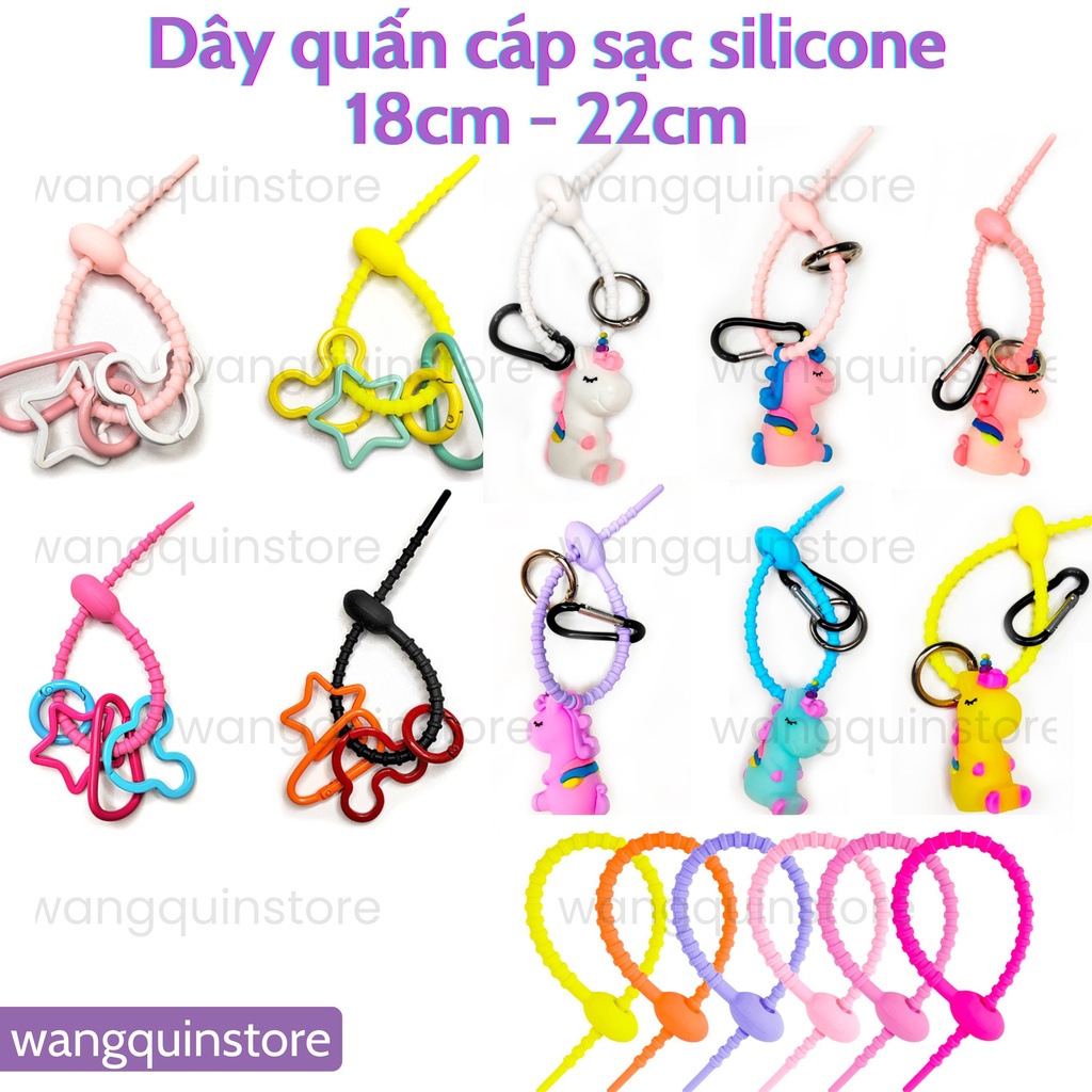 Dụng cụ quấn sắp xếp dây cáp sạc USB/dây cáp cổng tai nghe đủ màu chống rối gọn gàng tiện dụng Silicone cao cấp đủ màu