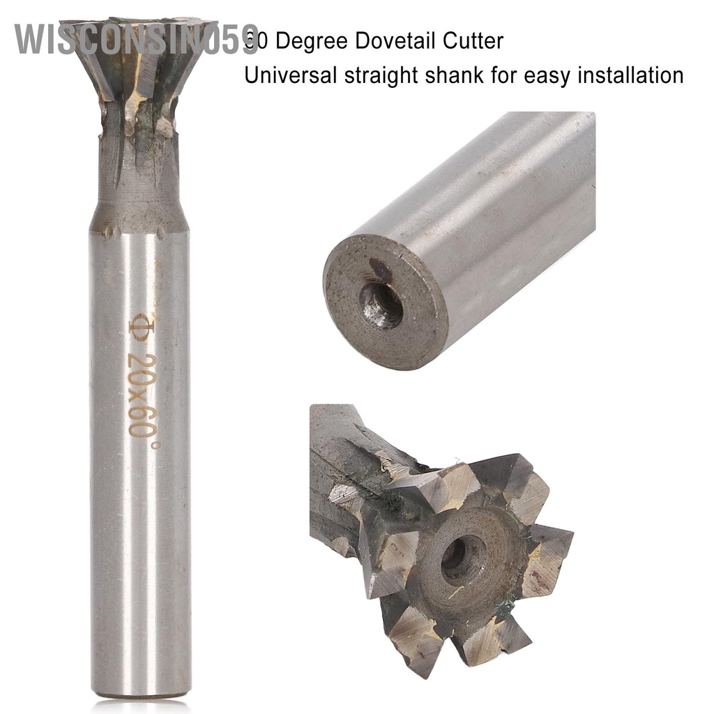 [Hàng Sẵn] Dao cắt đuôi dovetail 60 độ cacbua 20mm 6 sáo phay rãnh Trục thẳng 【Wisconsin059】