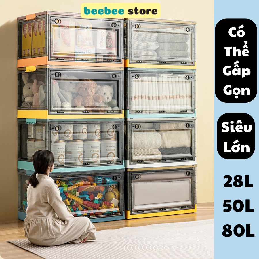 Hộp Đựng Đồ Gấp Gọn Trong Suốt, Hộp Nhựa Đựng Đồ Xếp Chồng Lên Nhau, Bảo Quản Đồ Tiện Lợi Q040