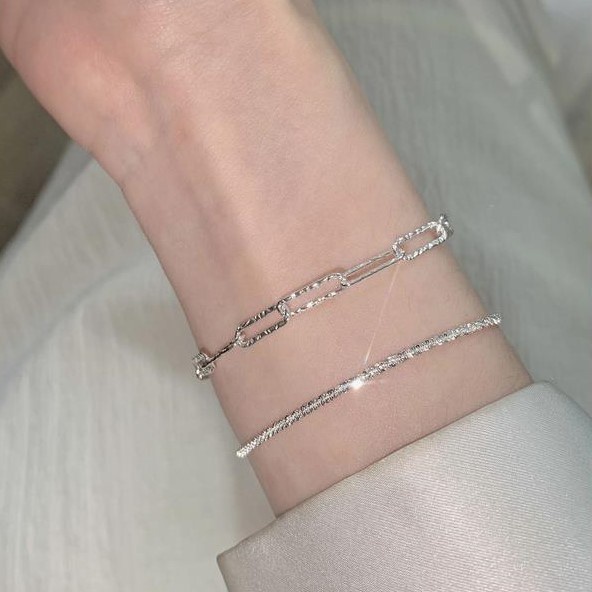 MIAOYA Thời Trang Vòng Tay Kim Loại Mạ Bạc Thiết Kế Độc Đáo