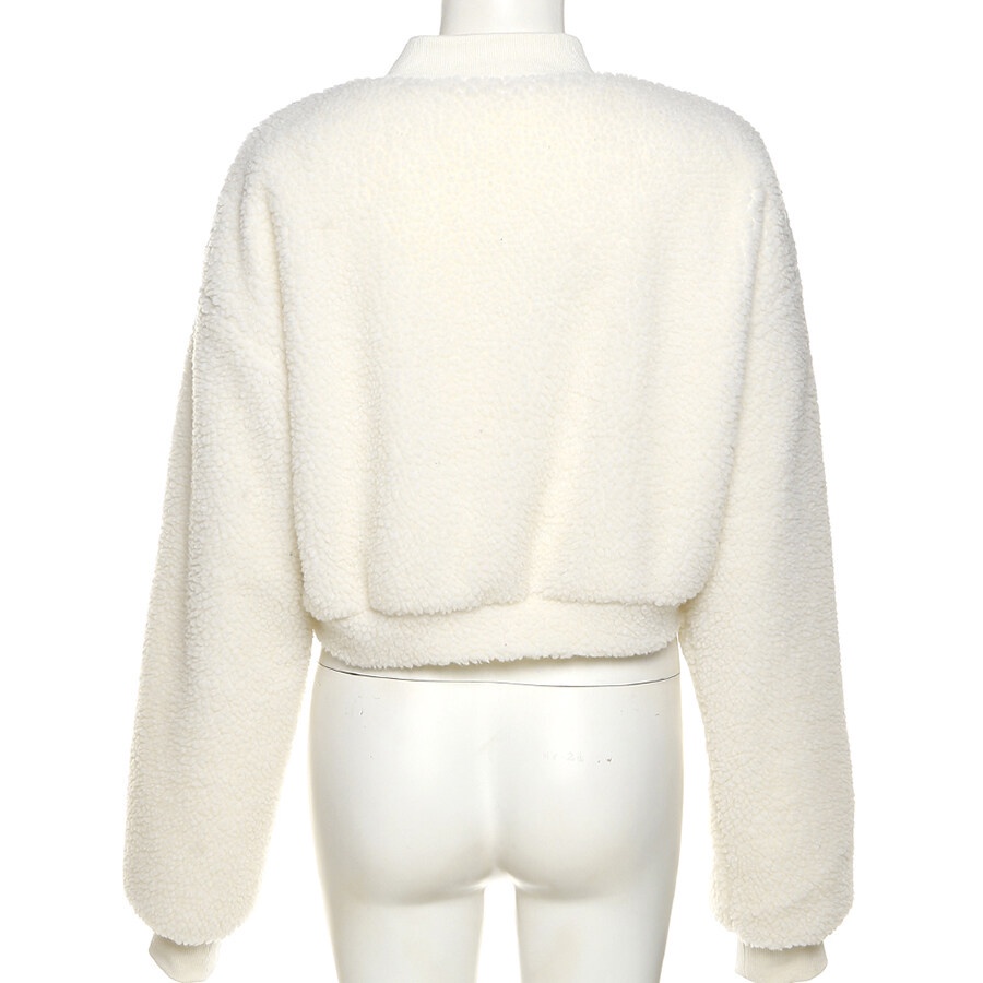 Weird Puss Áo khoác phối lông có khóa kéo in họa tiết chữ cái thời trang trẻ trung dành cho nữ