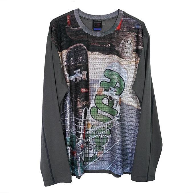 Áo Thun Lưới Tay Dài Sọc Đôi Graffiti MPQ