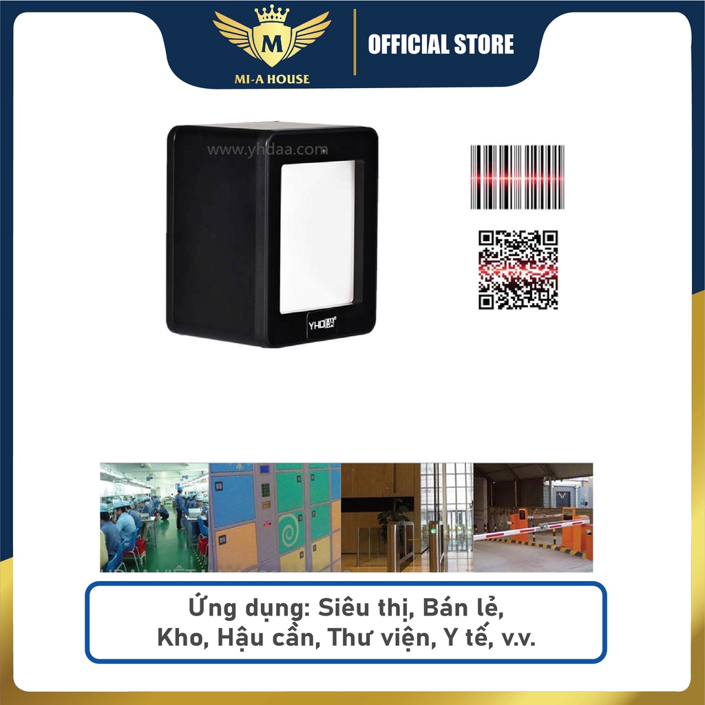 Máy quét mã vạch đa tia YHD 9800 2D - Máy Scan mã vạch Qr để bàn dùng cho Siêu thị, Cửa hàng