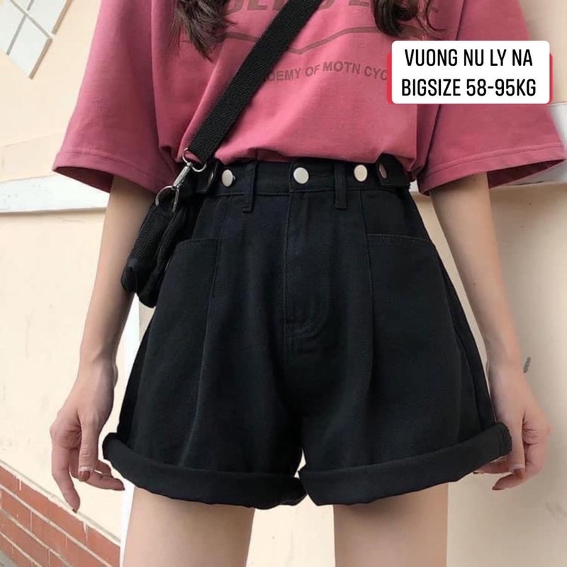 Quần ngố lưng đai cúc Ko Giãn-lưng cao