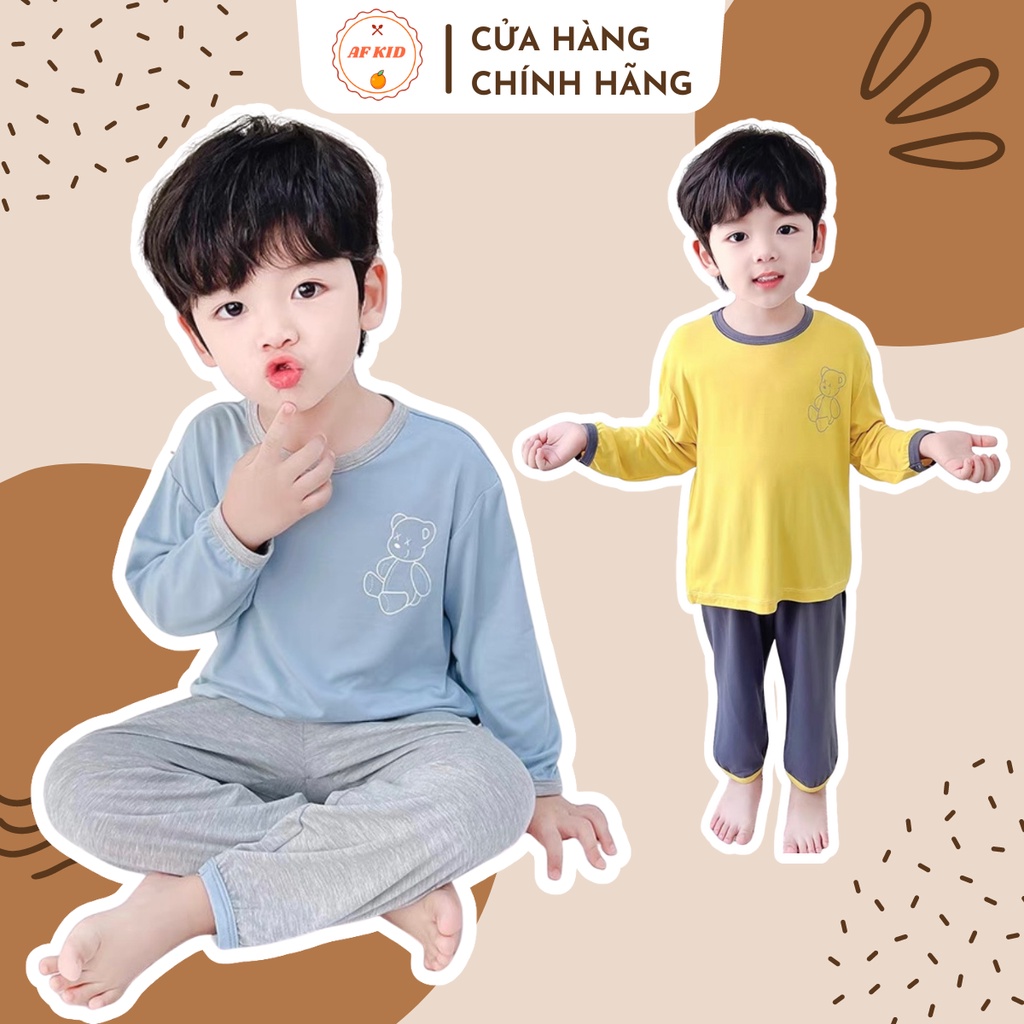 Bộ quần áo trẻ em dài tay AFKID Gấu Bông X cho bé trai bé gái, vải thun lạnh cao cấp siêu co giãn và mềm mịn 7-27kg