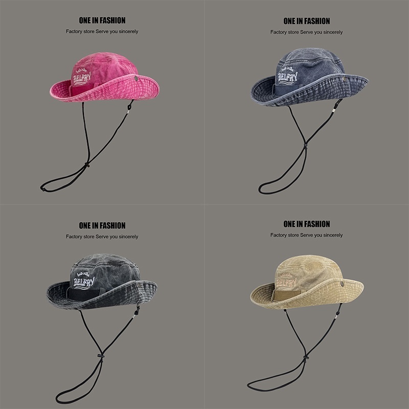 Mũ Bucket Jeans Thêu Chữ Thời Trang Cho Nữ