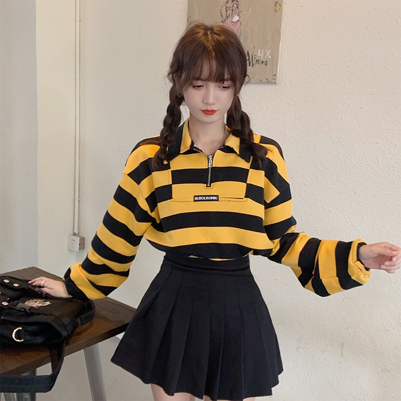 Áo Sweater Dáng Rộng Kẻ Sọc Kiểu Hàn Quốc Thời Trang Mùa Thu 2022 Cho Nữ