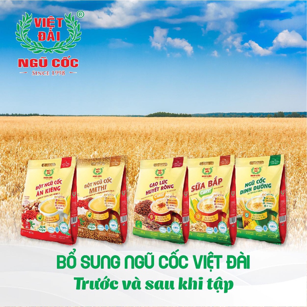 Combo 5 Bột Ngũ Cốc Sữa Bắp Canxi VIỆT ĐÀI Bổ Sung Canxi Giúp Xương Chắc Khỏe Túi 600g