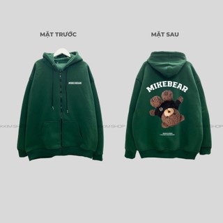 Áo Hoodie zip/trơn Mikenco MikeBear Gấu Ngược chất nỉ bông không xù siêu ấm, Áo Hoodie Unisex Nam Nữ
