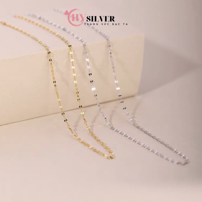 Dây chuyền bạc ý s925 dây trơn không kèm mặt dạng xích dẹt nhẹ nhàng nữ tính vòng cổ nữ bạc thật giá rẻ