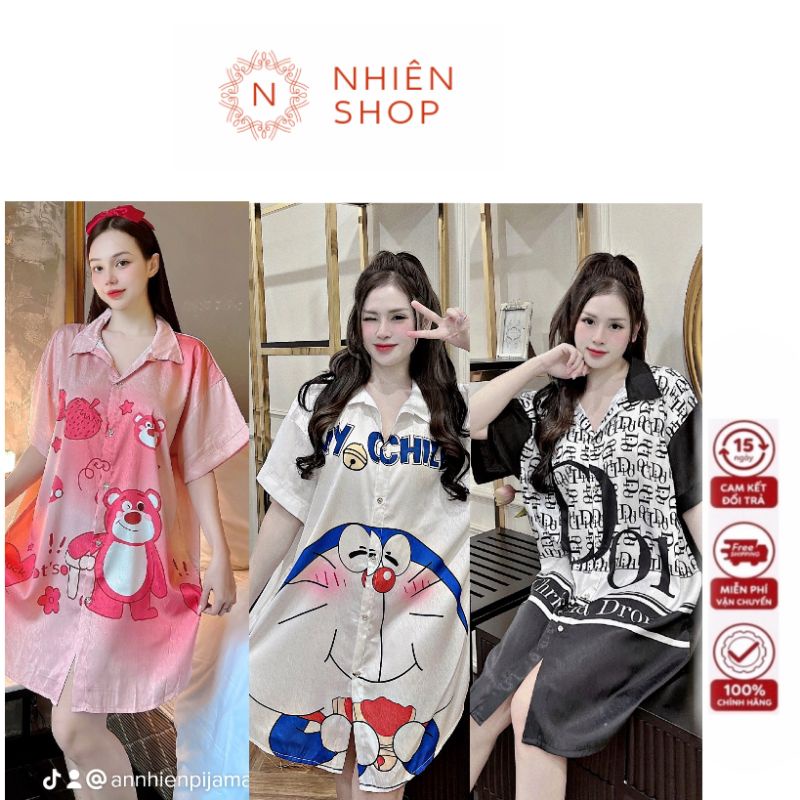 Đầm ngủ lụa xước cao cấp hot trend sang trọng chất bao mịn mát