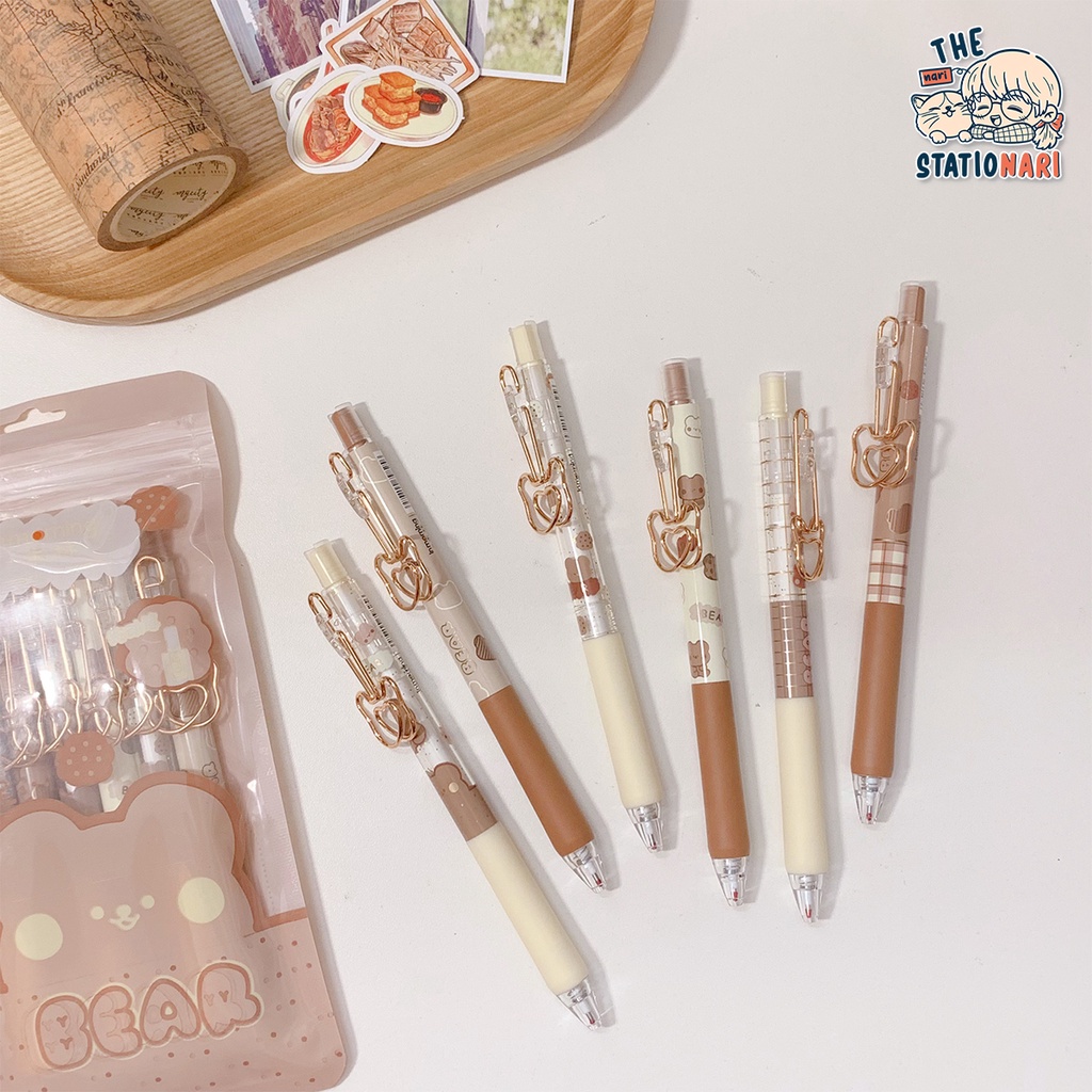 Bút bấm gel đen ngòi 0.5mm Inmorning Bear