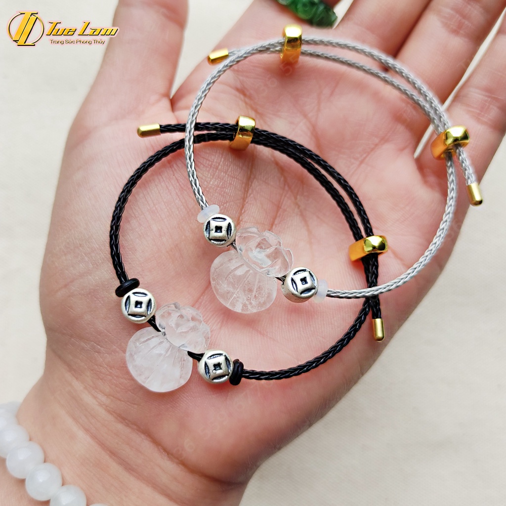 Vòng tay tài lộc charm túi tiền màu trắng hợp mệnh kim thủy lộc tài may mắn - Tuệ Lâm