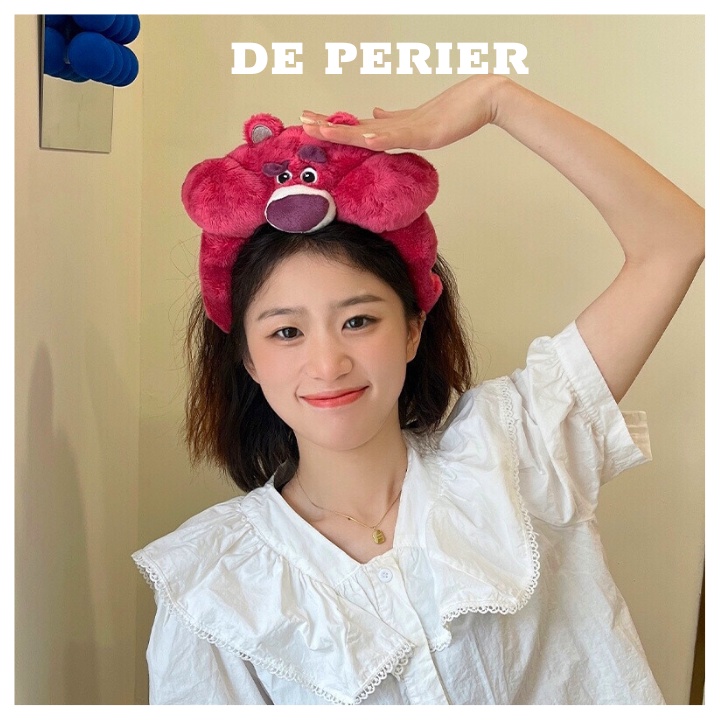 Cài tóc gấu dâu hồng lotso dễ thương cho nữ hot trend hàn quốc De Perier