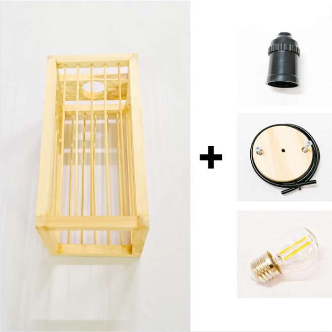 Đèn Tre Gỗ Thả Trần Trang Trí Dùng Để Decor Nhà Hàng Quán Cafe Homestay Cực Chất. Mẫu Hộp Chữ Nhật Apollo_90