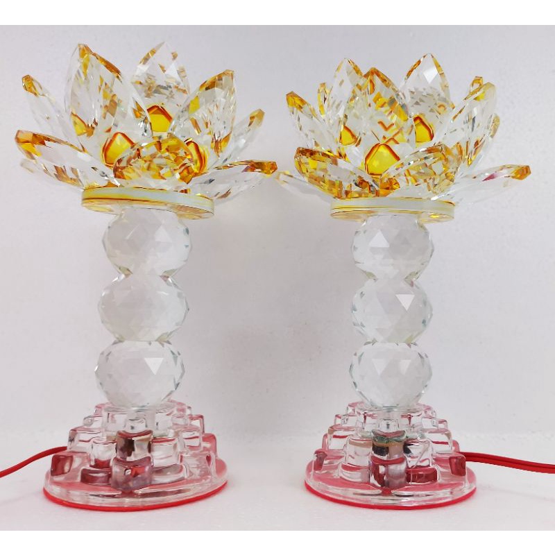 [ giá 1 cặp ] đèn thờ pha lê hoa sen cao 20cm
