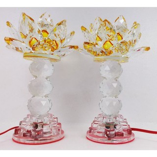 Đèn thờ pha lê hoa sen cao 20cm