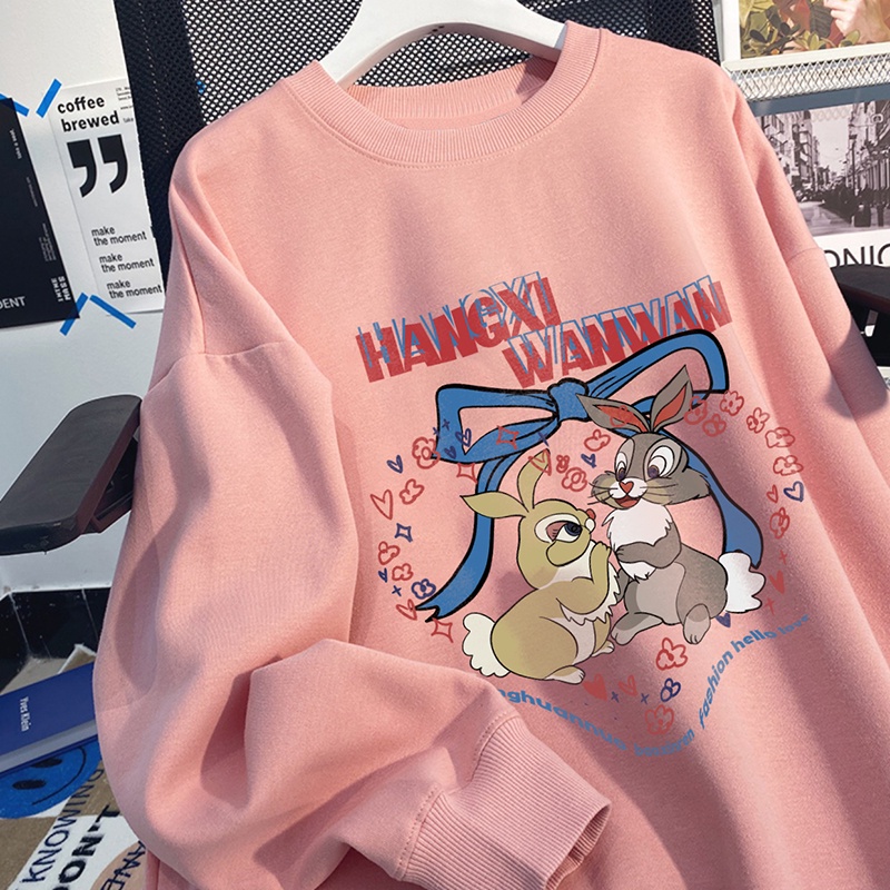 NRVP Áo Thun Nữ Dài Tay Dáng Rộng In Hình Phong Cách Hàn Quốc Mới