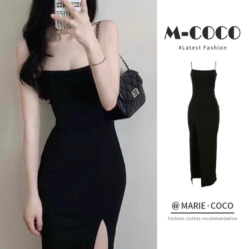Đầm ôm body 2 dây dáng dài xẻ tà cực tôn dáng
