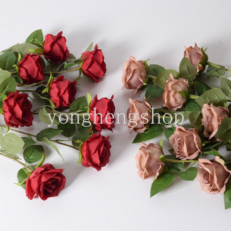 Cành Hoa Hồng Giả Bằng Lụa 51cm Trang Trí Nhà Cửa / Tiệc Cưới / Lễ Tình Nhân DIY
