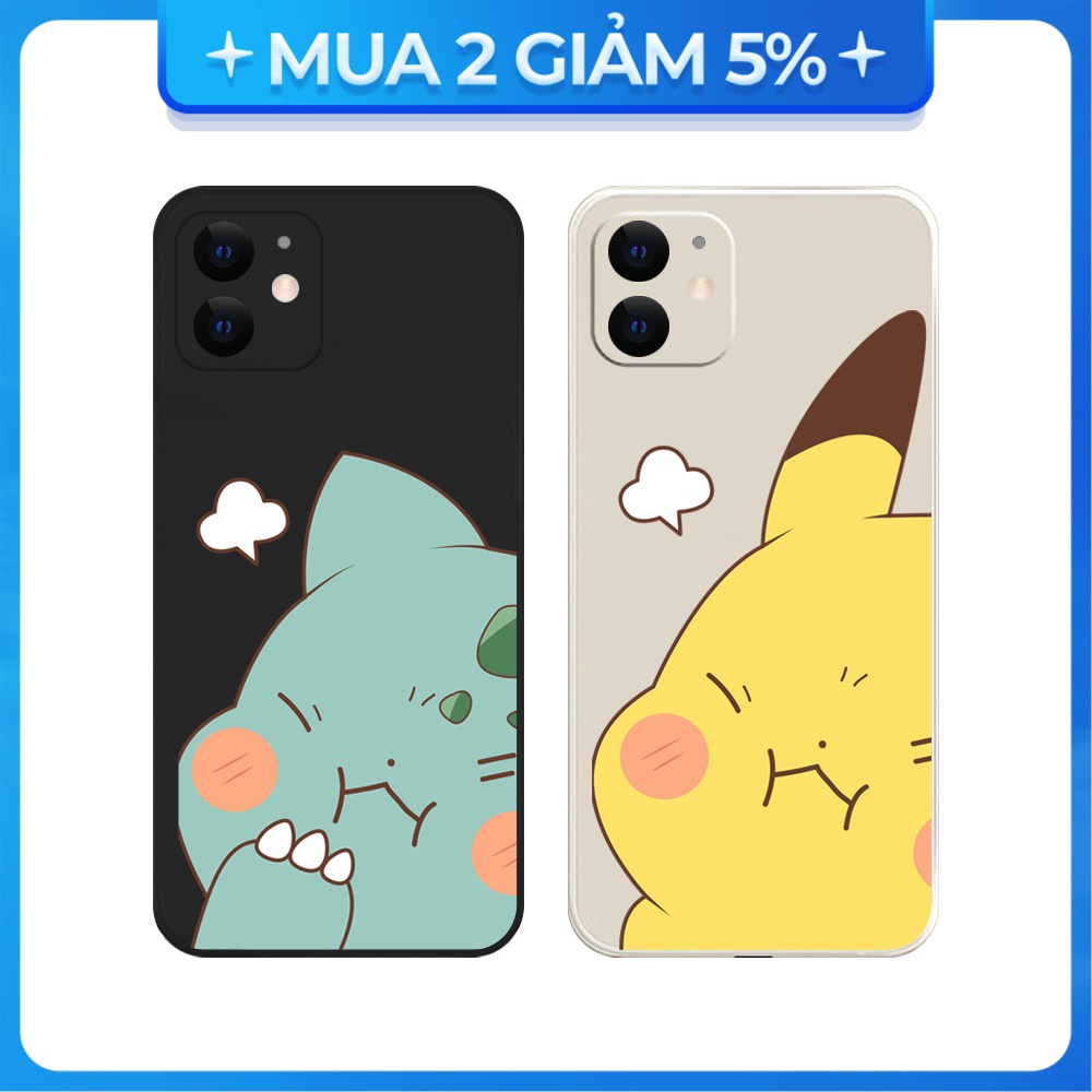 Ốp Lưng iPhone 11/14 Pro Max/15 Pro Max/16 Pro Max/17 Pro Max...... TPU Cạnh Vuông Hình Pokemon BST1
