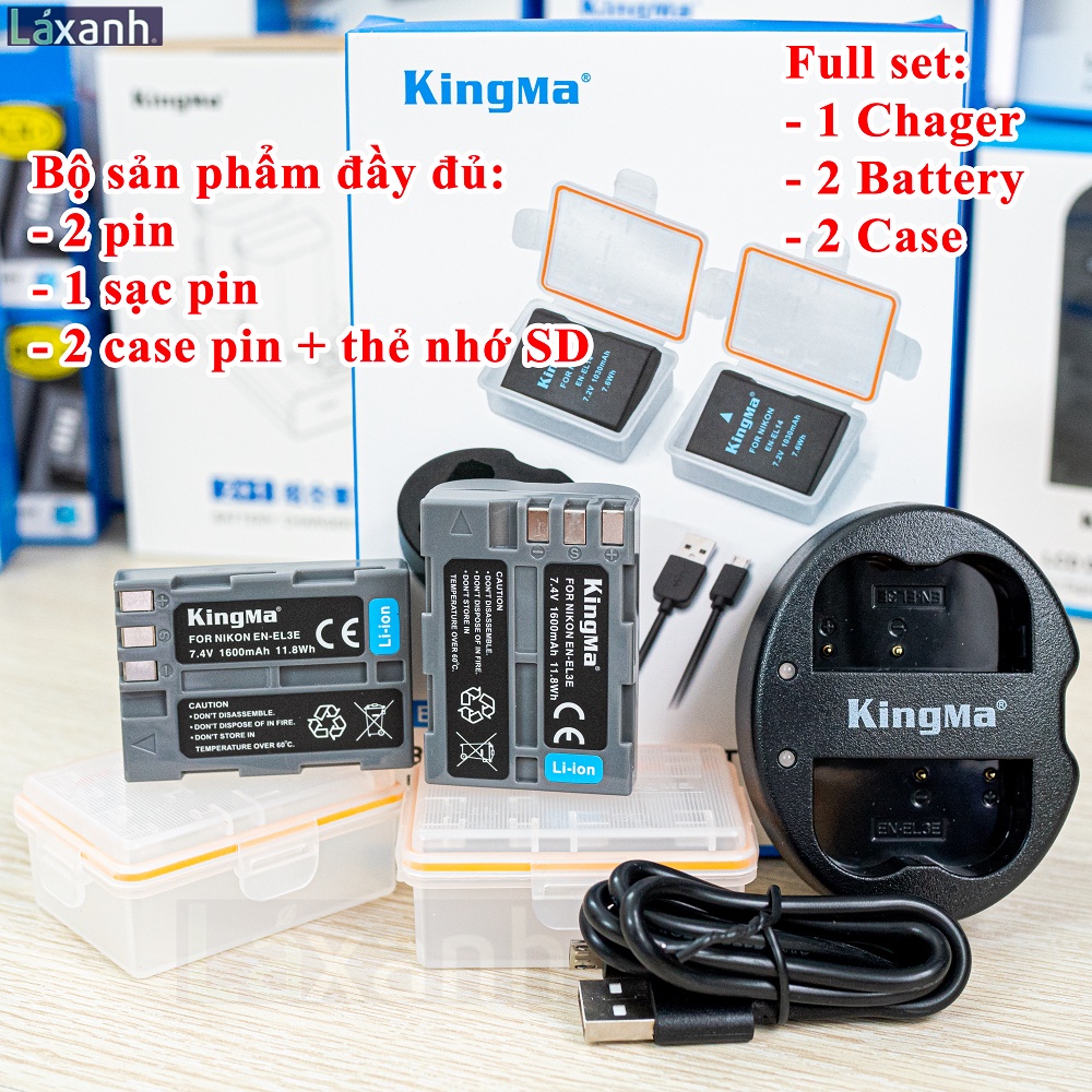 Nikon EN-EL3E EL3E | Pin và Dock Sạc máy ảnh NIKON D90 D80 D70 D700 D200 D300 D80S D100 KINGMA Nikon EN-EL3E EL3E EL3e