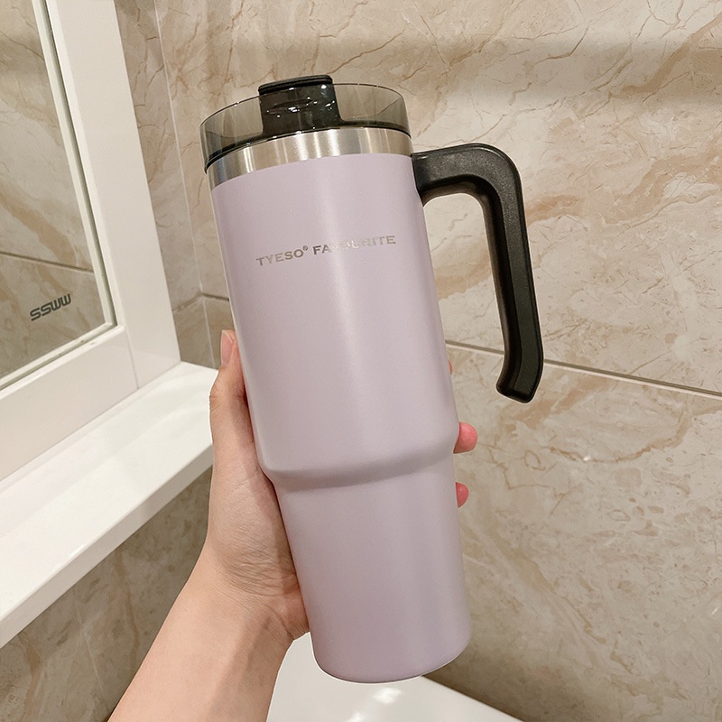 Bình Nước Giữ Nhiệt 600ML 890ML Không BPA Có Ống Hút Và Tay Cầm