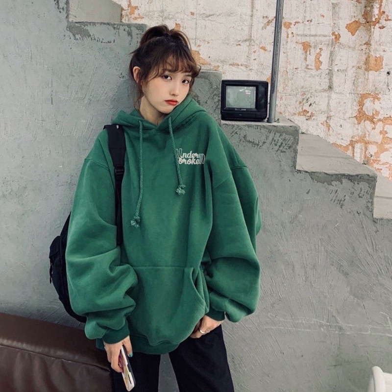 Áo khoác Nam-Nữ, Hoodie, Nỉ, Màu xanh rêu không khóa