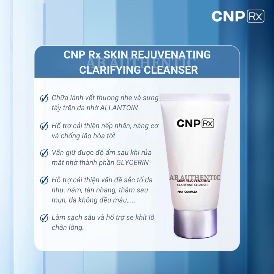 Sữa rửa mặt trẻ hóa và dưỡng trắng CNP Rx Skin Rejuvenating Clarifying Cleanser 10ml- AB AUTHENTIC