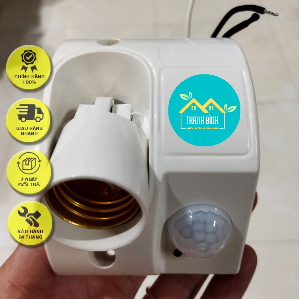 Đui đèn cảm biến Rạng Đông 300w | Đui đèn cảm biến PIR chuyển động, ánh sáng | Đui đèn tiêu chuẩn E27 | Bảo hành 2 năm