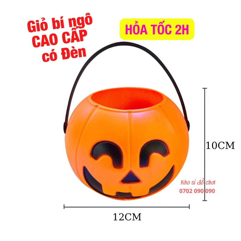 Áo Choàng, giỏ bí ngô, mũ phù thủy 80cm hoá trang HALOWEEN cho bé trai, bé gái