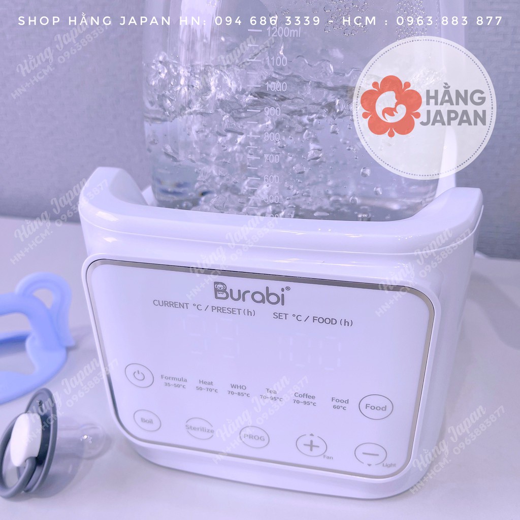 Ấm đun nước BURABI đa chức năng đun sôi, giữ ấm, làm nóng - Bảo hành chính hãng 1 năm