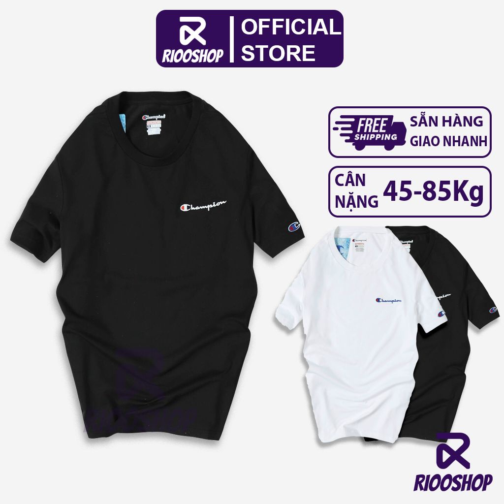 Áo phông nam cotton ngắn tay form rộng đẹp champ RTX056 - áo thun nam cổ tròn Riooshop