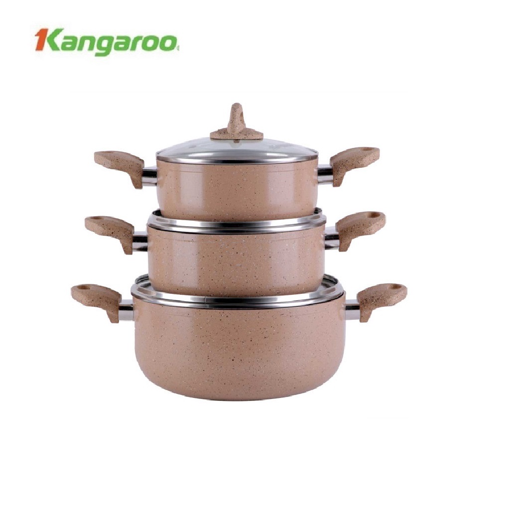 Bộ Nồi nhôm 18 - 20 - 24 đáy từ Kangaroo KG933